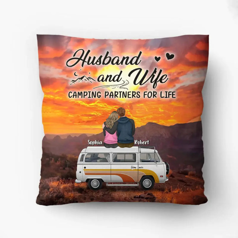 Personalized Camping Fleece Throw Blanket/Quilt/Pillow Cover - Gift Idea For Camping Lover/Couple - Camping Partners For Life