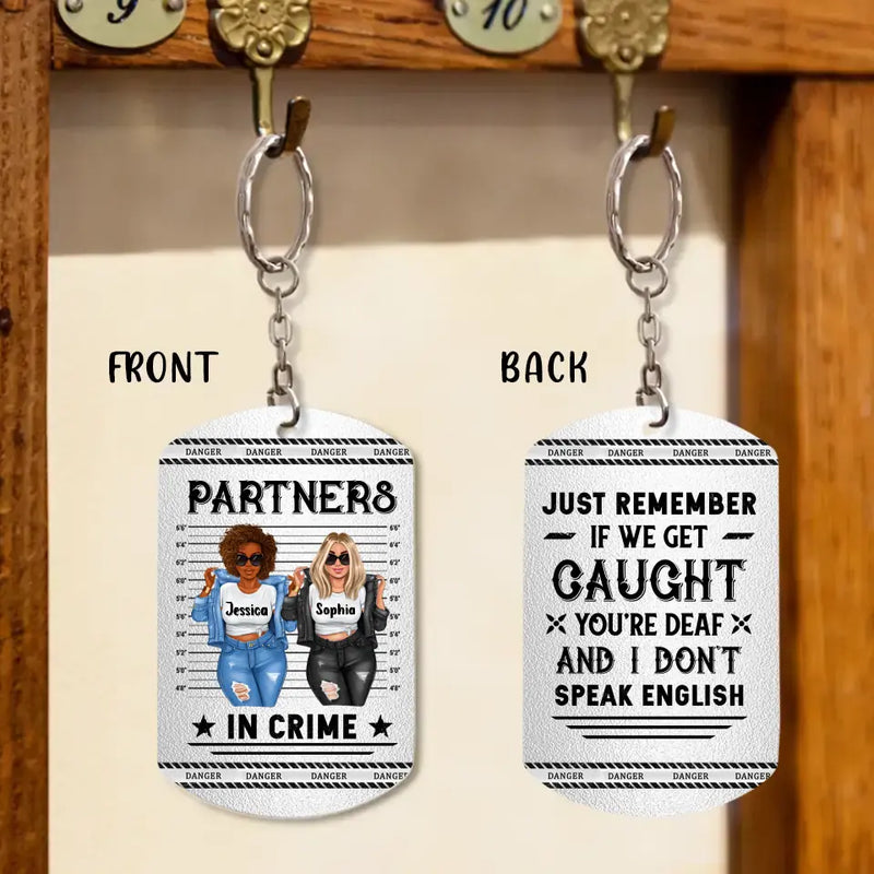 Personalized Besties Aluminum Keychain - Gift Idea For Friends/Besties/Sisters - Partners In Crime