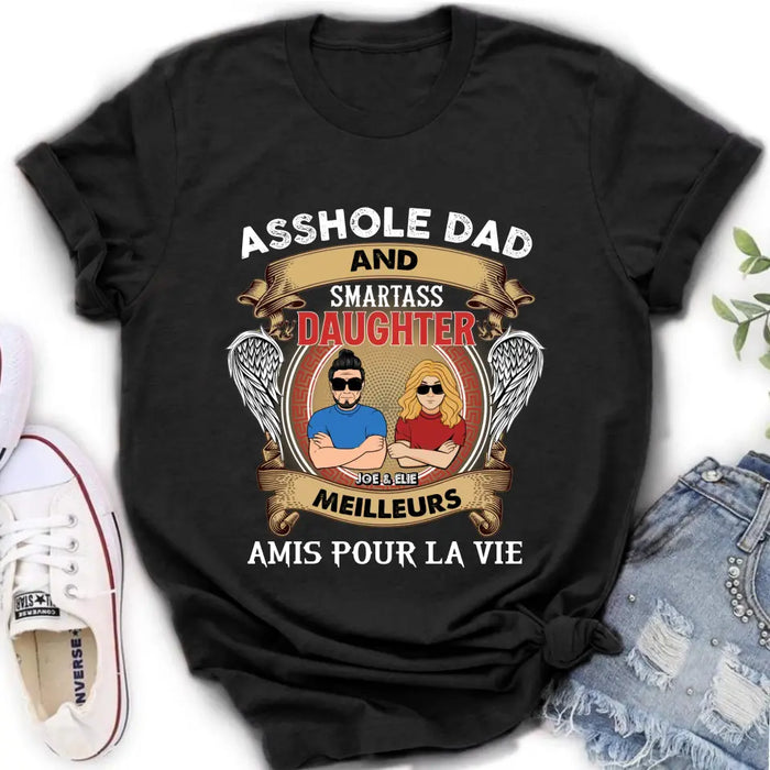 T-Shirt Personnalisé Papa Et Fille Personnalisé / Manches Longues / Sweat-Shirt / Sweat À Capuche - Idée Cadeau Pour La Fête Des Pères - Papa Trou Du Cul Et Fille Intelligente Meilleurs Amis Pour La Vie