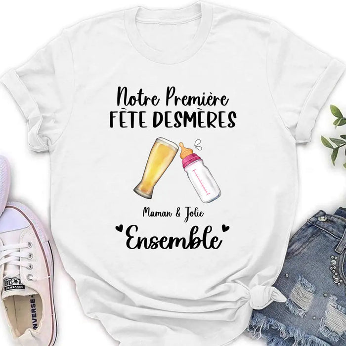 Cache-couche/T-shirt bébé personnalisé personnalisé - Idée cadeau fête des mères pour bébé/maman - Ensemble Notre Première Fête Desmères