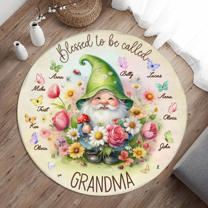 Custom Personalized Grandma's Garden Round Rug - Mother's Day Gift Idea For Grandma/ Mother - Upto 10 Kids