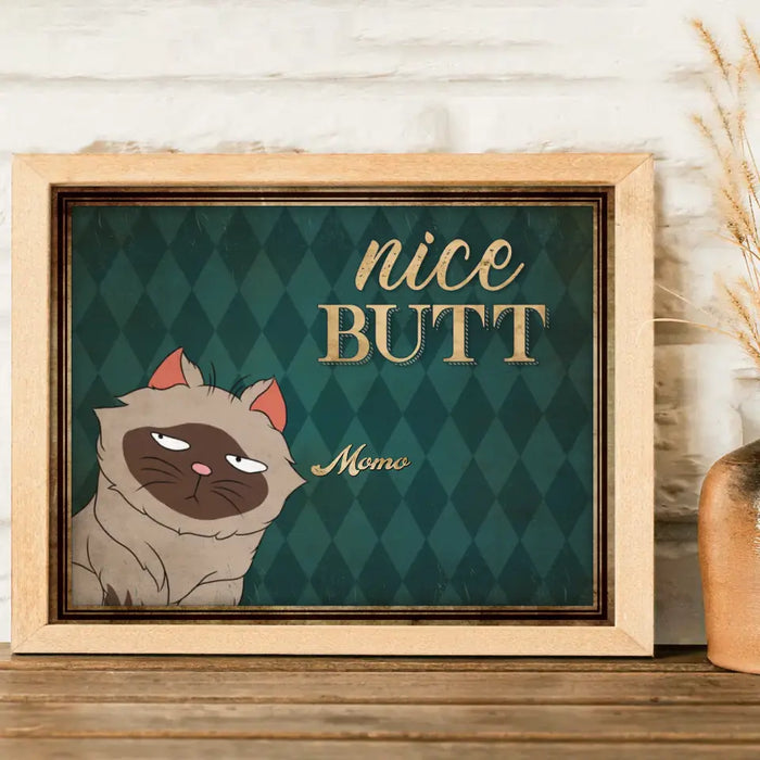 Custom Personalized Nice Butt Funny Cats Poster - Gift Idea For Cat Lover - Bathroom Decorating - Upto 6 Cats