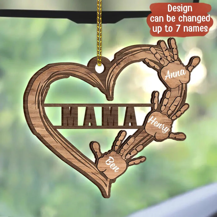 Custom Personalized Grandma Wooden Car Hanging - Upto 7 Names - Gift To Grandma/ Mom/ Mother's Day