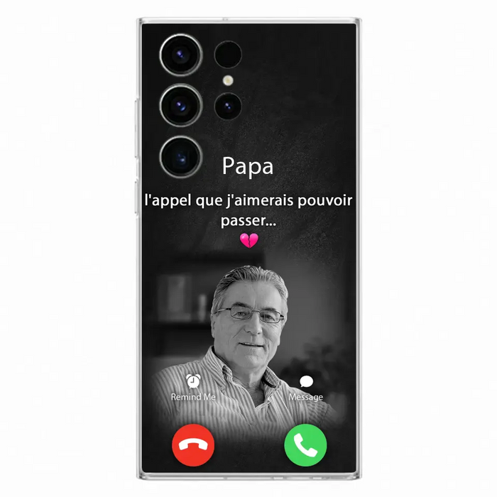 Coque de téléphone personnalisée pour papa commémoratif - Télécharger une photo - L'appel que j'aimerais pouvoir passer- Coque de téléphone pour iPhone/ Samsung