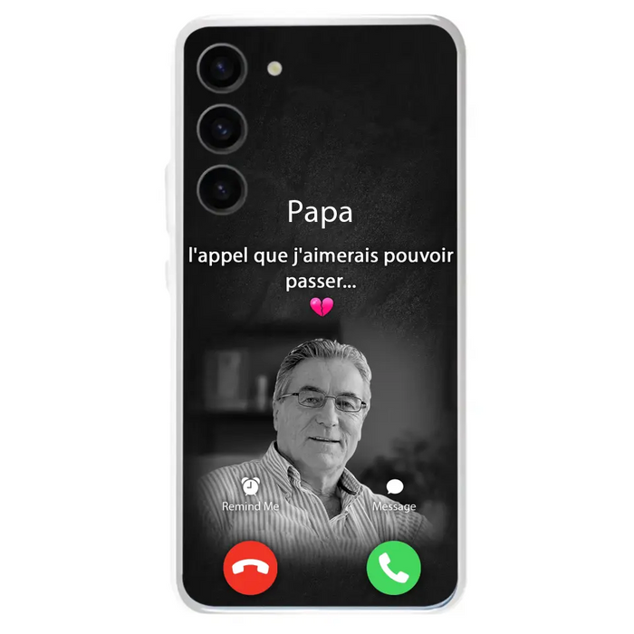 Coque de téléphone personnalisée pour papa commémoratif - Télécharger une photo - L'appel que j'aimerais pouvoir passer- Coque de téléphone pour iPhone/ Samsung
