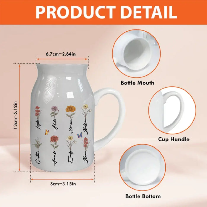 Personalized Grandma Mom Ceramic Flower Vase - Up to 8 Kids - Gift Idea For Grandma/Mum/Mother's Day - If Grandma Were Flowers I'd Pick You