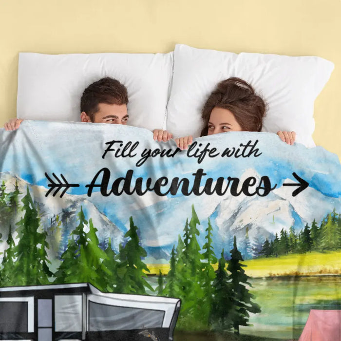 Personalized Camping Quilt/Fleece Throw Blanket Couple/Parents