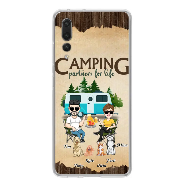 Custom Personalized Couple With Dogs Camping Oppo/ Xiaomi/ Huawei Case - Couple With Up to 4 Dogs - Gift For Couple/ Camping/ Dog Lover - Camping Partners For Life