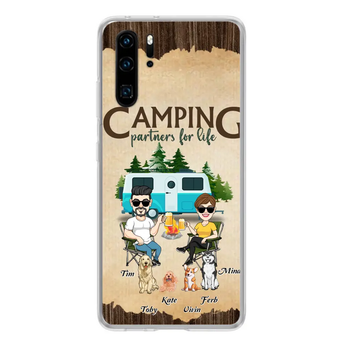 Custom Personalized Couple With Dogs Camping Oppo/ Xiaomi/ Huawei Case - Couple With Up to 4 Dogs - Gift For Couple/ Camping/ Dog Lover - Camping Partners For Life