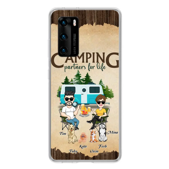 Custom Personalized Couple With Dogs Camping Oppo/ Xiaomi/ Huawei Case - Couple With Up to 4 Dogs - Gift For Couple/ Camping/ Dog Lover - Camping Partners For Life