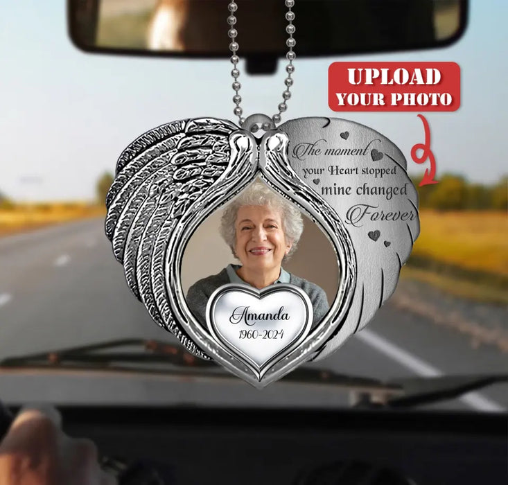 Custom Personalized Memorial Heart Aluminum Ornament - Memorial Gift Idea For Family Member - Upload Photo - The Moment Your Heart Stopped Mine Changed Forever