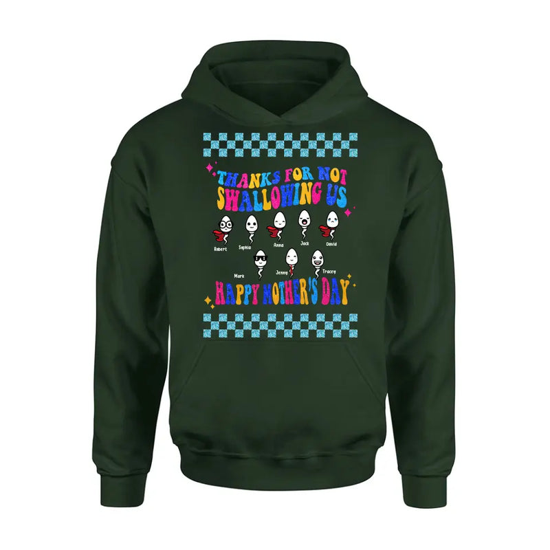 Personalized Mom Shirt/Hoodie - Up to 8 Children - Gift Idea For Mother's Day - Thanks For Not Swallowing Us Happy Mother's Day