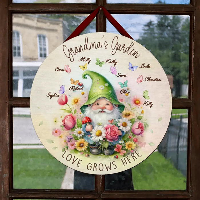 Custom Personalized Grandma's Garden Circle Wooden Sign - Mother's Day Gift Idea For Grandma/ Mother