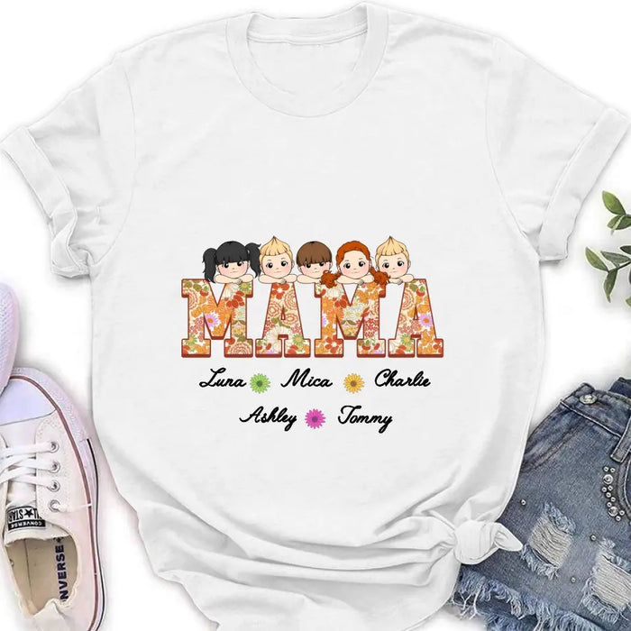 Custom Personalized Floral Mama Shirt/Hoodie - Upto 5 Kids - Mother's Day Gift Idea for Mom/Grandma - Mama