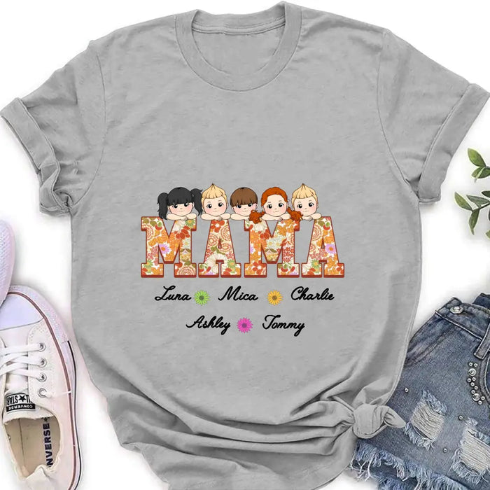 Custom Personalized Floral Mama Shirt/Hoodie - Upto 5 Kids - Mother's Day Gift Idea for Mom/Grandma - Mama