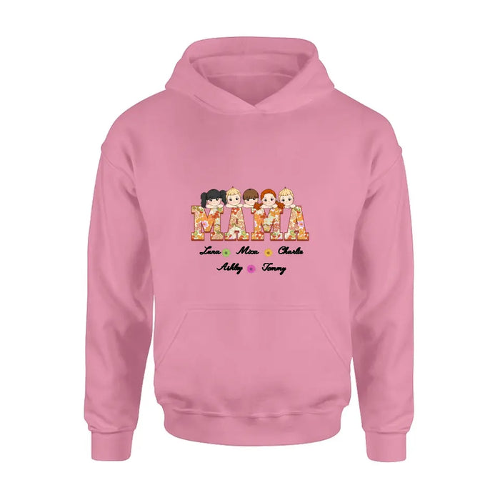 Custom Personalized Floral Mama Shirt/Hoodie - Upto 5 Kids - Mother's Day Gift Idea for Mom/Grandma - Mama