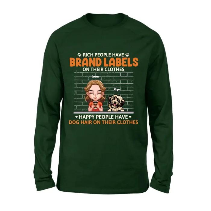 Personalized Dog Mom Shirt/Hoodie - Up to 3 Dogs - Gift Idea For Dog Lover - Happy People Have Dog Hair On Their Clothes