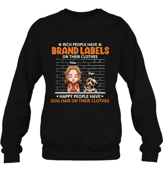 Personalized Dog Mom Shirt/Hoodie - Up to 3 Dogs - Gift Idea For Dog Lover - Happy People Have Dog Hair On Their Clothes