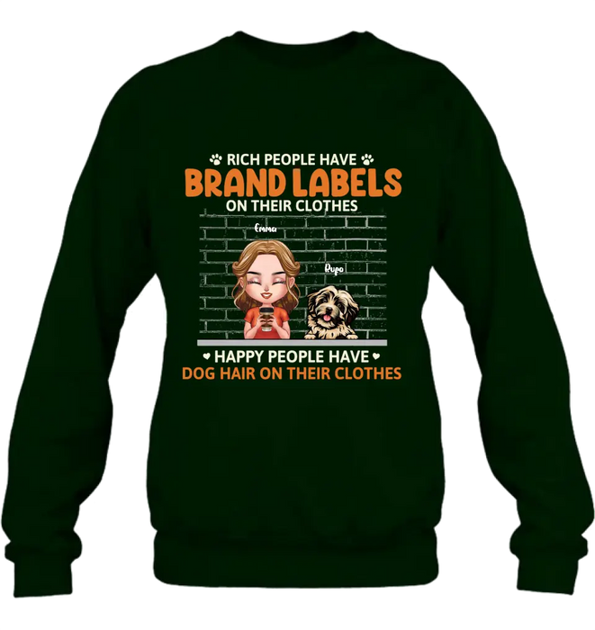 Personalized Dog Mom Shirt/Hoodie - Up to 3 Dogs - Gift Idea For Dog Lover - Happy People Have Dog Hair On Their Clothes