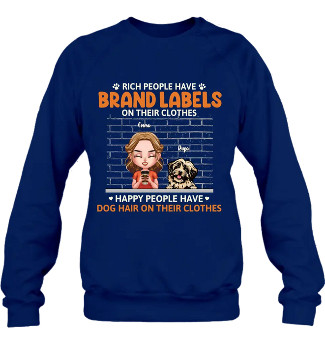 Personalized Dog Mom Shirt/Hoodie - Up to 3 Dogs - Gift Idea For Dog Lover - Happy People Have Dog Hair On Their Clothes