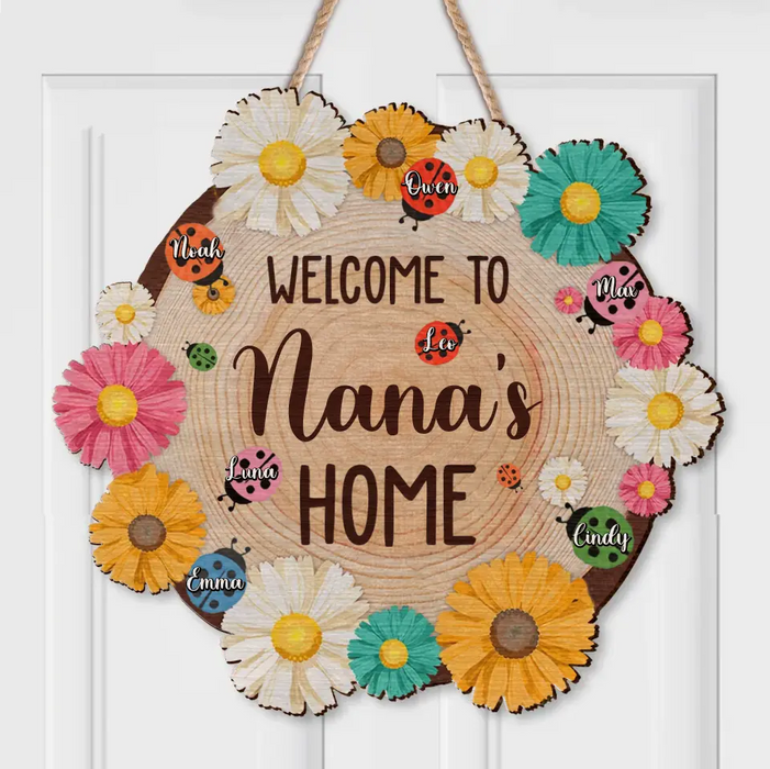Custom Personalized Nana Wooden Sign - Gift Idea For Grandma/ Mother's Day - Upto 7 Kids - Welcome To Nana's Home