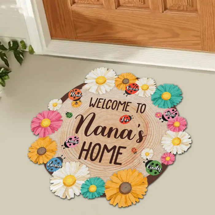Custom Personalized Nana Shape Doormat - Gift Idea For Grandma/ Mother's Day - Upto 7 Kids - Welcome To Nana's Home