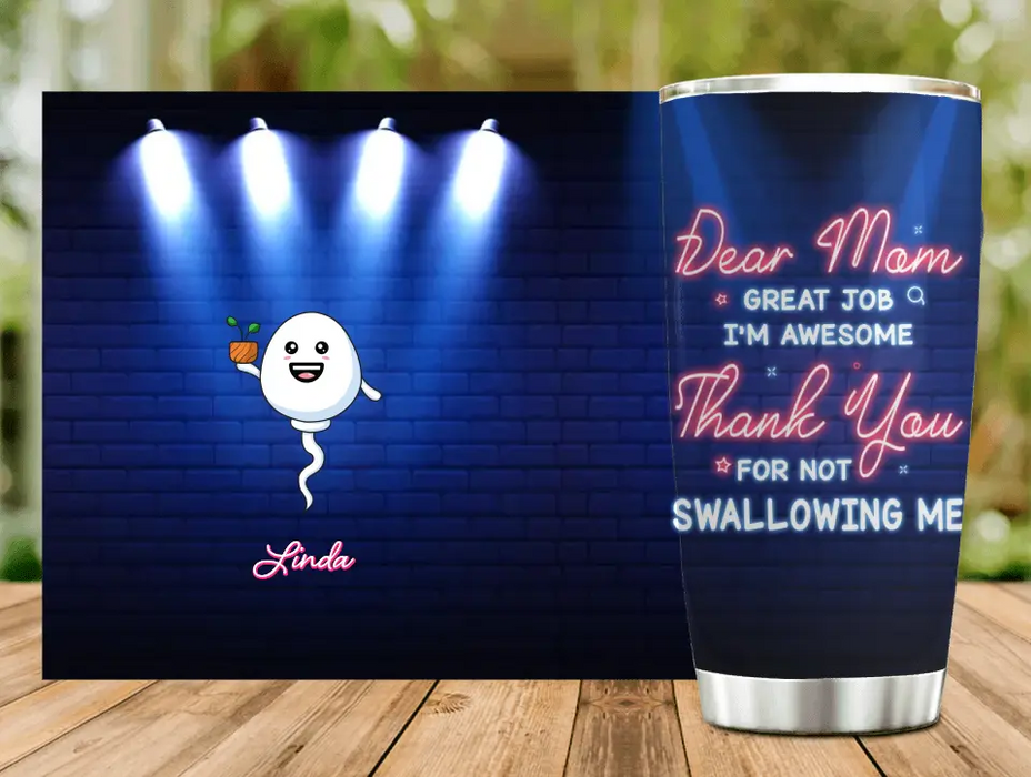 Personalized Sport Sperms Tumbler - Gift Idea For Mother's Day - Up to 10 Sperms - Dear Mom Great Job We're Awesome