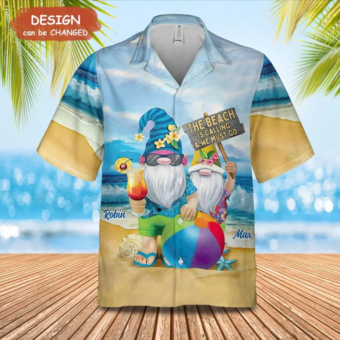 Custom Personalized Couple Hawaiian Shirt - Gift Idea For Beach Lover - The Beach Is Calling & Me Must Go