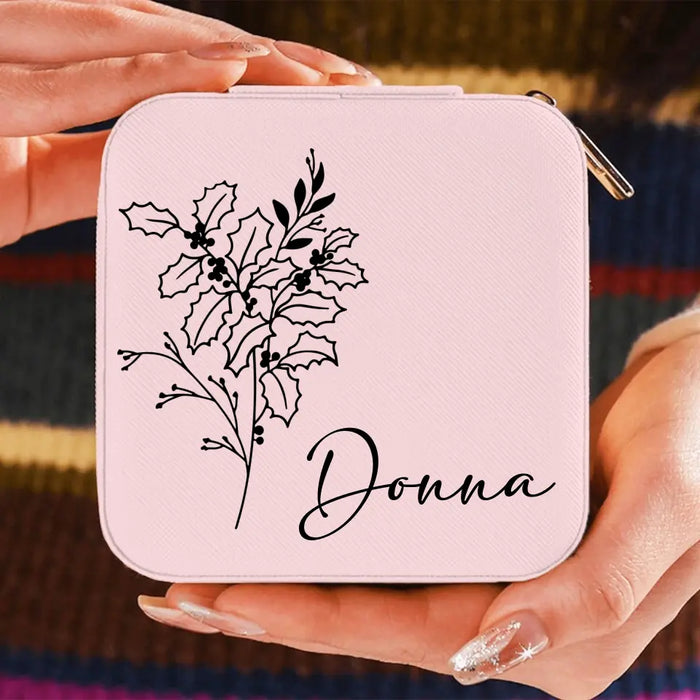 Custom Personalized Birth Flower Jewelry Box - Gift Idea for Mother's Day/Birthday