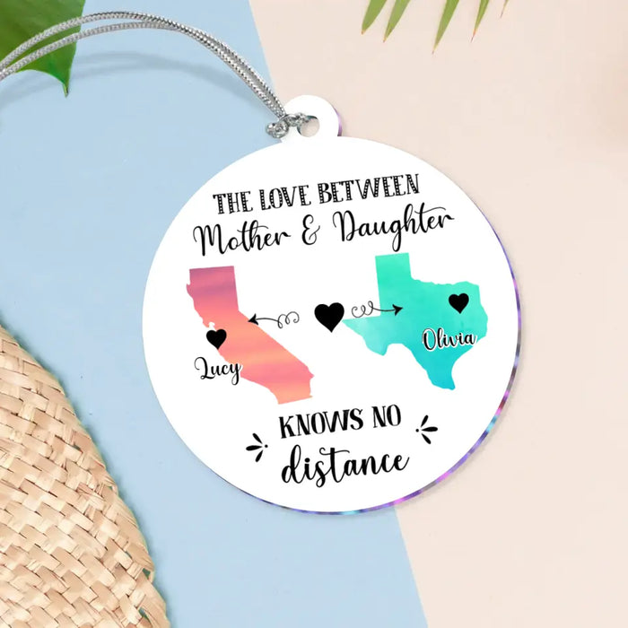 Custom Personalized Mother Daughter Long Distance Circle Acrylic Ornament - Gift Idea For Mother And Daughter