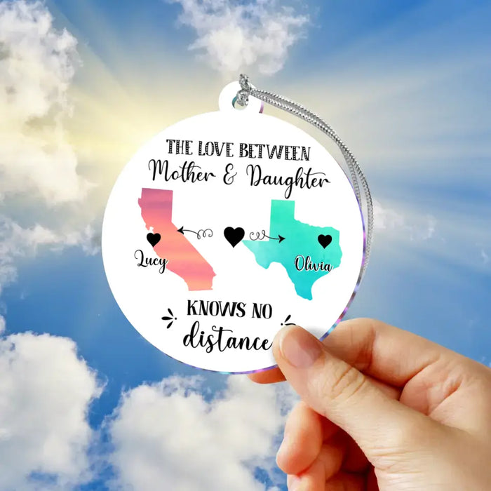 Custom Personalized Mother Daughter Long Distance Circle Acrylic Ornament - Gift Idea For Mother And Daughter