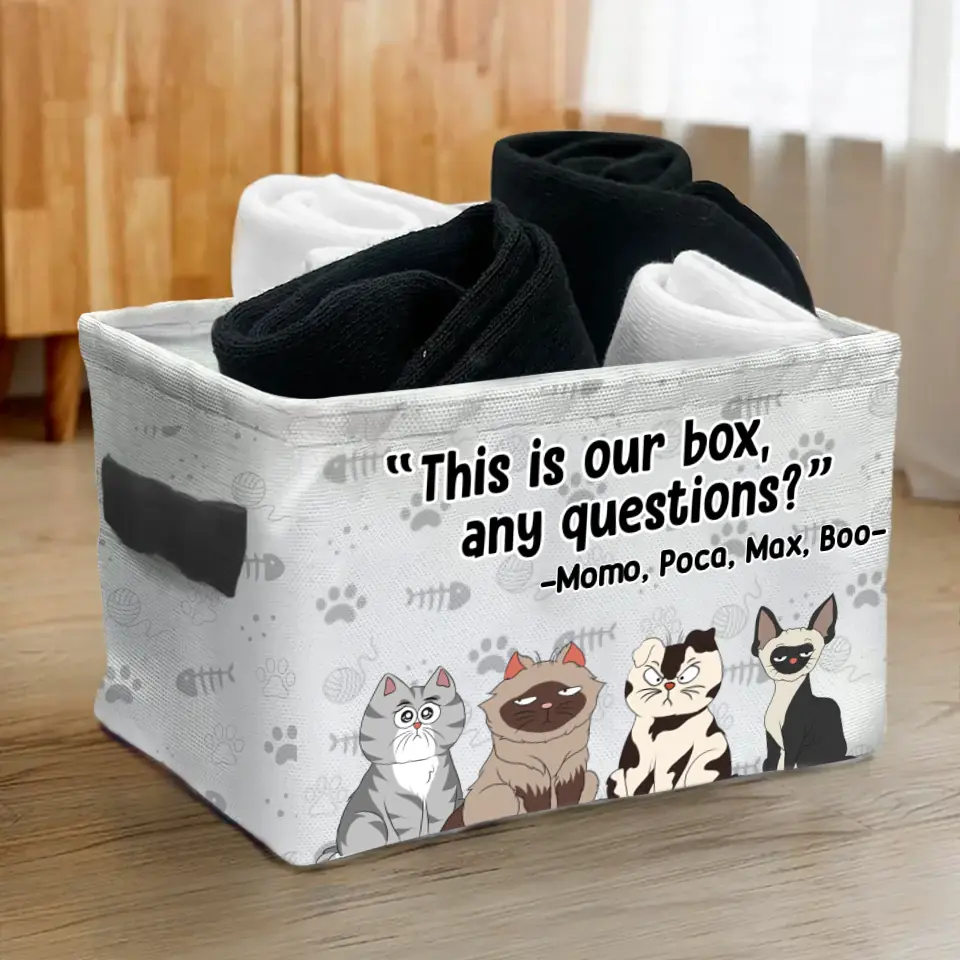 Custom Personalized Funny Cat Storage Box - Upto 4 Cats - Gift Idea fo ...