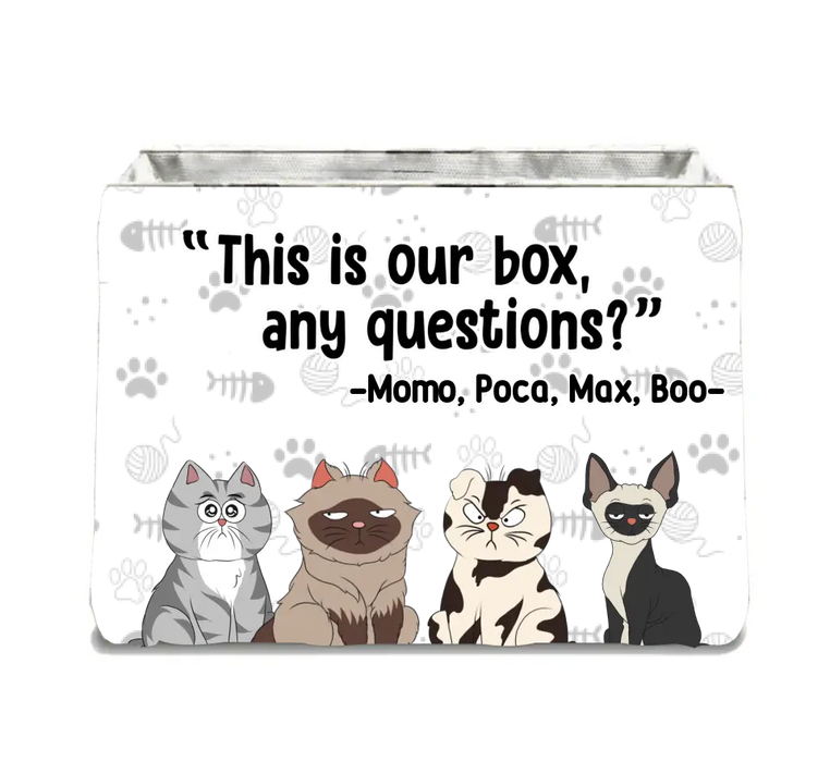 Custom Personalized Funny Cat Storage Box - Upto 4 Cats - Gift Idea for Cat Lovers - This Is Our Box
