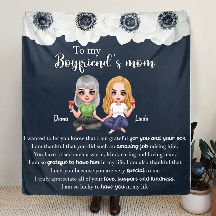 Personalized To My Boyfriend's Mom Quilt/Fleece Throw Blanket - Gift Idea For Mother's Day - I Am Grateful For You