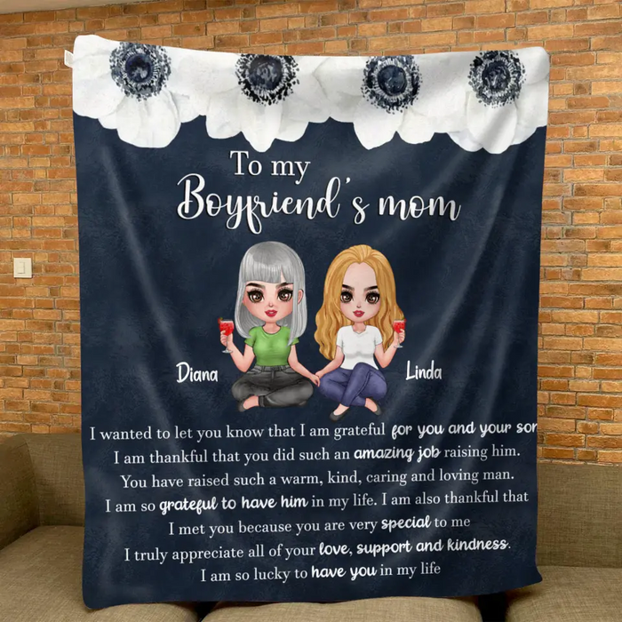 Personalized To My Boyfriend's Mom Quilt/Fleece Throw Blanket - Gift Idea For Mother's Day - I Am Grateful For You
