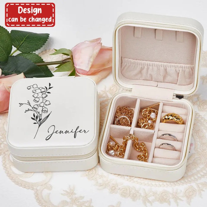 Custom Personalized Birth Flower Jewelry Box - Gift Idea for Mother's Day/Birthday