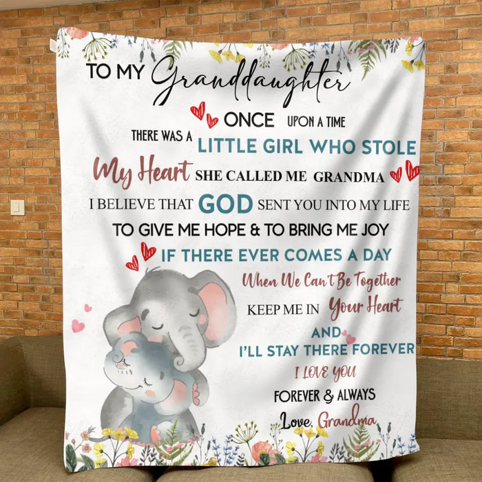 Custom Personalized Elephant Baby Quilt/Fleece Throw Blanket - Gift Idea For Kids - To My Granddaughter I Love You Forever & Always