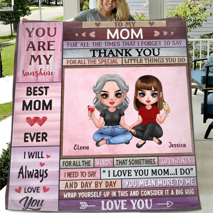 Custom Personalized To My Mom Quilt/ Fleece Throw Blanket - Mother's Day Gift Idea To Mom - For All The Times That I Forget To Say Thank You