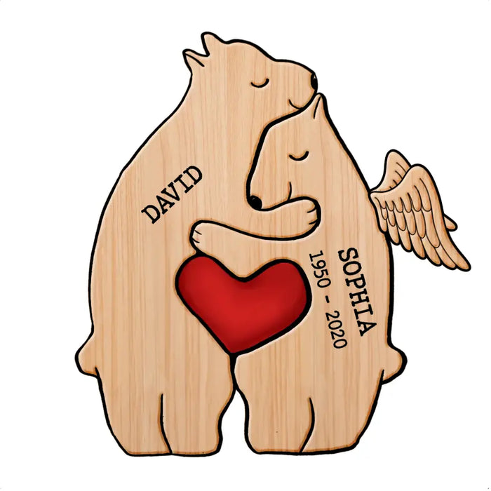Personalized Family Bear Wooden Puzzle - Up to 6 People - Christmas/Memorial Gift Idea for Family