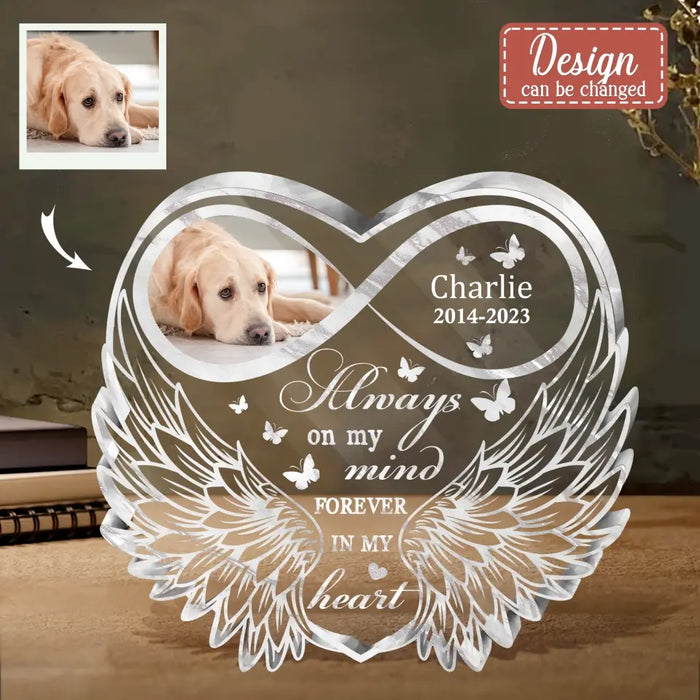 Custom Personalized Memorial Photo Acrylic Plaque - Memorial Gift Idea For Pet Lover - Upload Photo - Always On My Mind Forever In My Heart