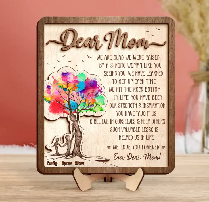 Custom Personalized Mom 2 Layered Wooden Art - Upto 5 Children - Mother's Day Gift Idea from Mom - Dear Mom
