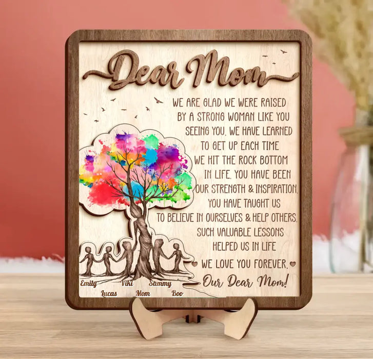 Custom Personalized Mom 2 Layered Wooden Art - Upto 5 Children - Mother's Day Gift Idea from Mom - Dear Mom