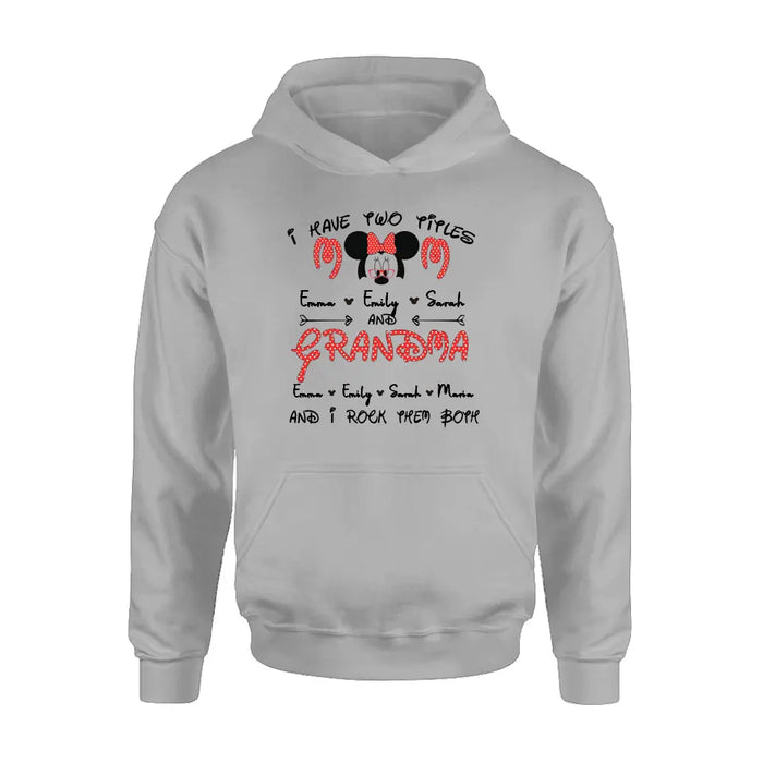 Personalized Grandma Shirt - Mother's Day Gift Idea for Mom/Grandma - Up to 5 Kids And 10 Grandkids - I Have Two Titles Mom And Grandma And I Rock Them Both