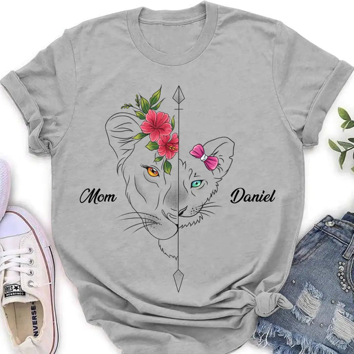 Custom Personalized Lion Mom Shirt - Up to 5 Kids - Mother's Day Gift Idea for Mom/Grandma
