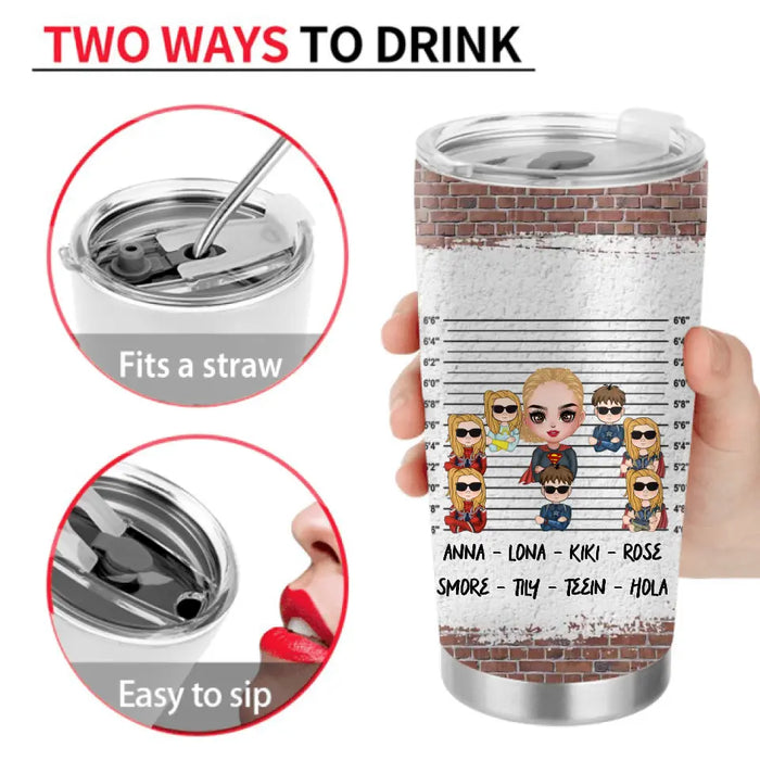 Personalized Bonus Mom Tumbler - Gift Idea For Mother's Day - Up to 7 Kids - I Have Two Titles Mom & Stepmom And I Rock Them Both