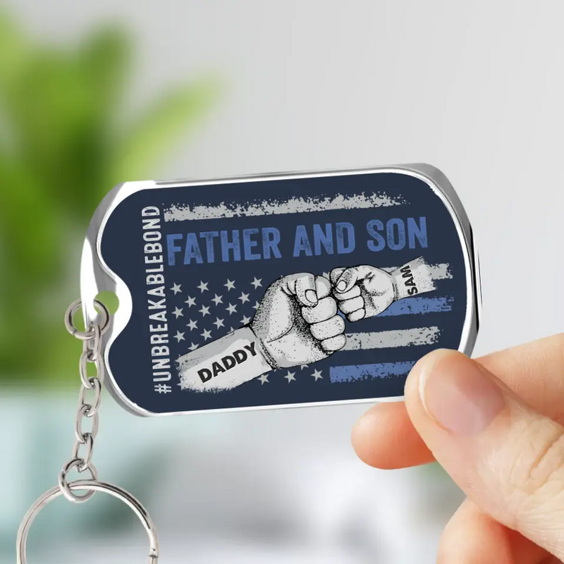 Personalized Father Aluminum Keychain - Father with up to 7 Children - Gift Idea for Father's Day - Unbreakable Bond