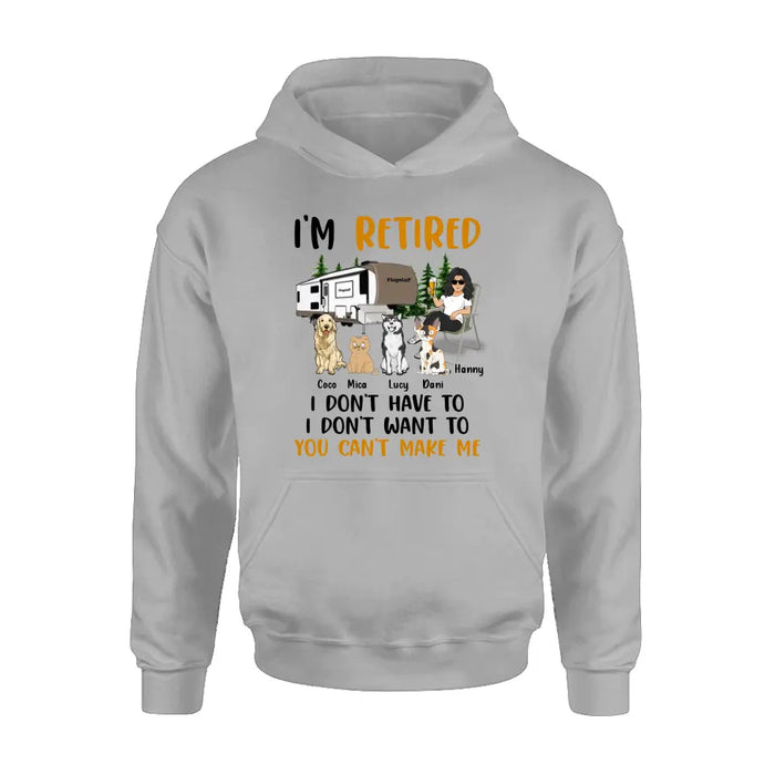 Custom Personalized Pet Mom Shirt/ Hoodie - Upto 4 Pets - Mother's Day Gift Idea For Mom - I'm Retired