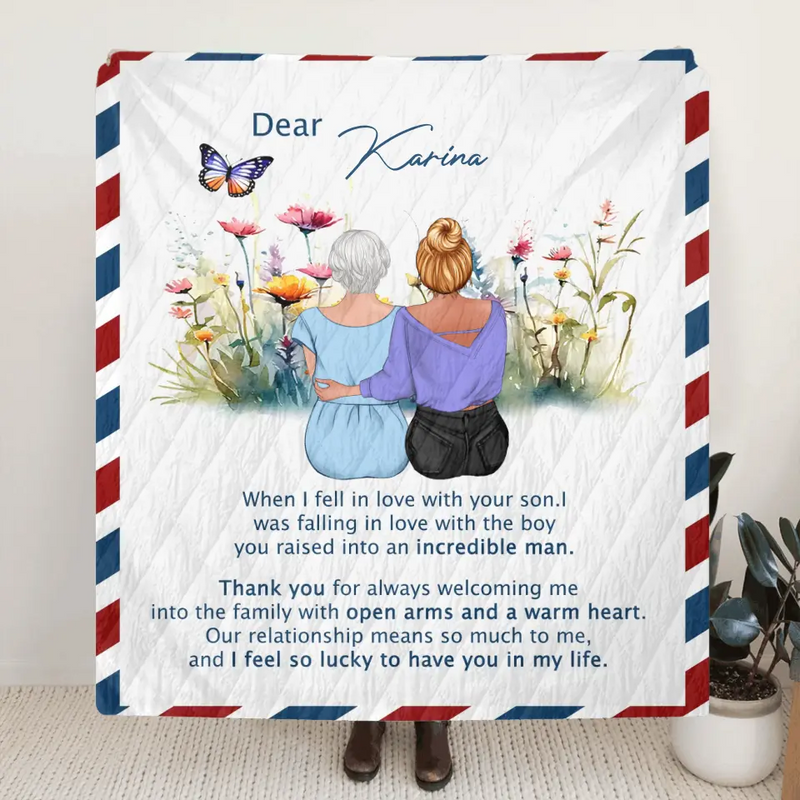 Personalized Mom & Daughter Quilt/Fleece Throw Blanket - Mother's Day Gift Idea To Mom - I Feel So Lucky To Have You In My Life
