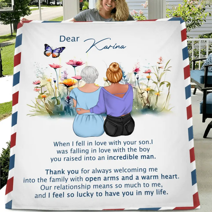 Custom Personalized Mom & Daughter Quilt/ Fleece Throw Blanket - Mother's Day Gift Idea To Mom - I Feel So Lucky To Have You In My Life