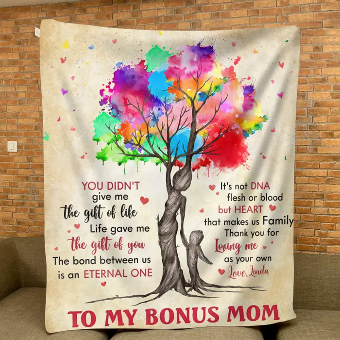 Custom Personalized Bonus Mom Quilt/ Fleece Throw Blanket/Pillow Cover - Mother's Day Gift Idea To Mom - Life Gave Us The Gift Of You